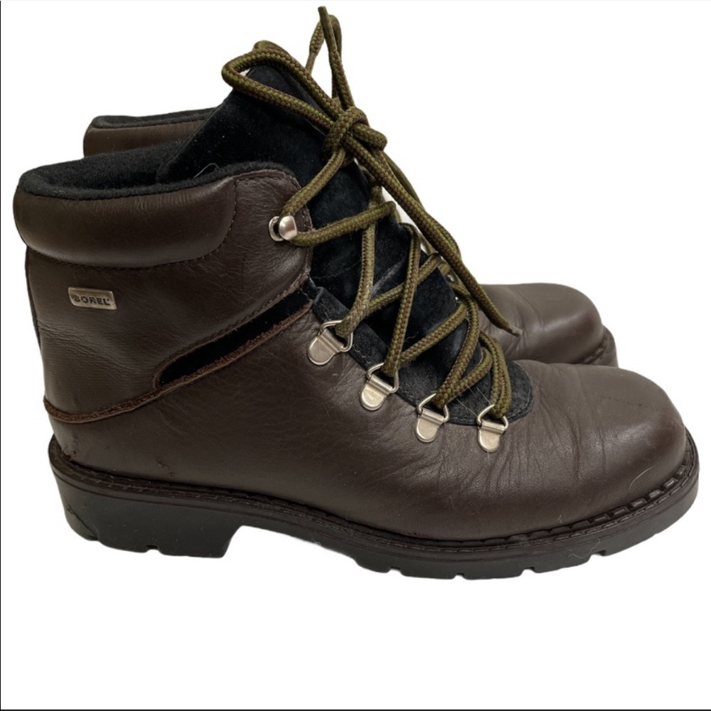 Sorel brown  Leather Lace Up Ankle Boots Womens 8
